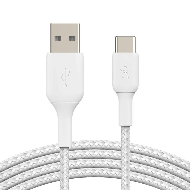 Belkin Braided USB C To USB A Cable 2M White CAB002bt2MWH