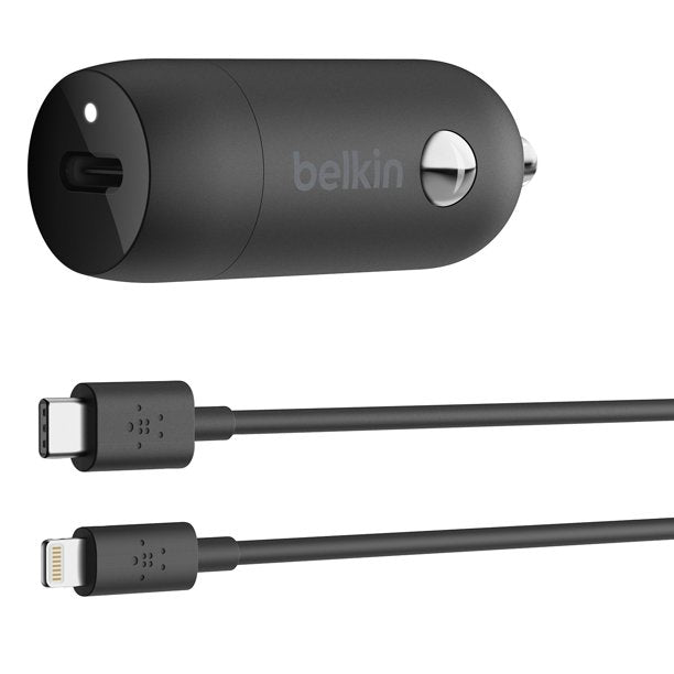 Belkin 20W USB-C PD Car Charger + USB-C To Lightning Cable CCA003BT04BK