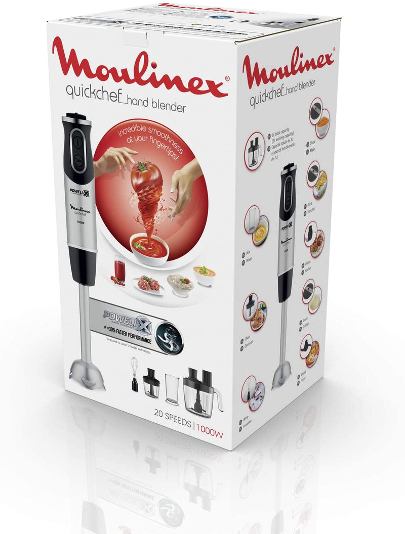 Moulinex Hand Blender + Chopper Bowl 1000W 800Ml Beaker And 500ml Slicer DD65J827