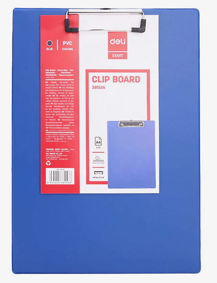 Deli PP Coated Low-profile Clip Board A4 Blue DL-W38153A