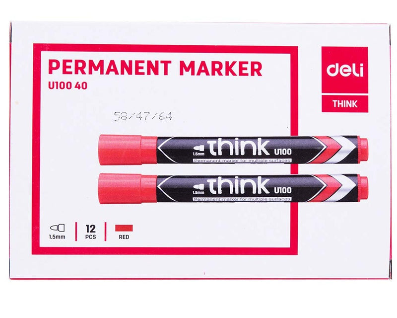 Deli Permanent Marker Bullet Red DL-WU10040