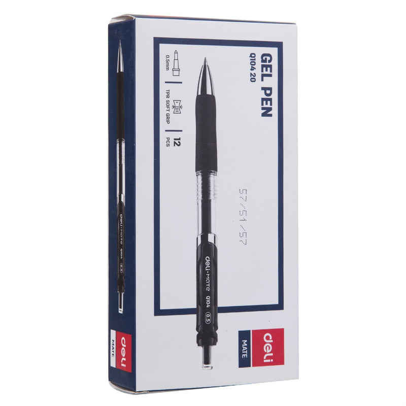 Deli Retractable Gel Pen 0.5mm Black DL-WQ10420