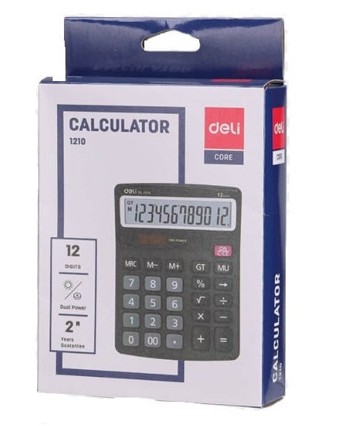 Deli Calculator 12 Digit Grey DL-W1210