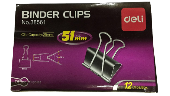 Deli Binder Clips 51mm Box 12pcs DL-W38561