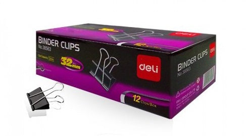 Deli Binder Clips 32mm Box 12pcs DL-W38563