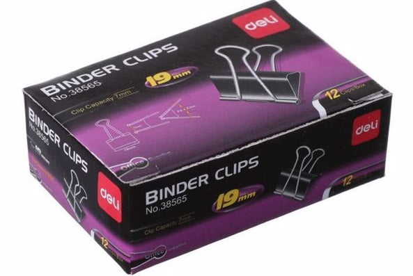Deli Binder Clips 19mm Box 12pcs DL-W38565