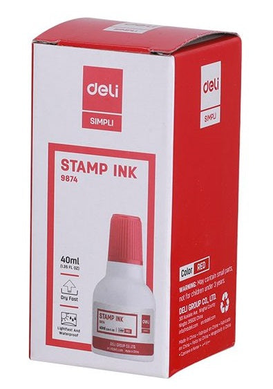 Deli Fast Dry Stamp Ink 40ml Red DL-W9874