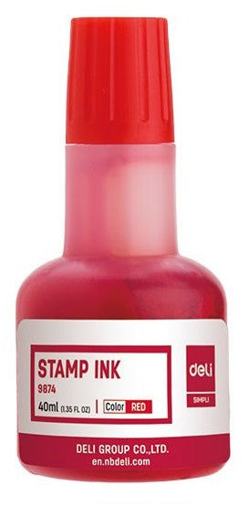 Deli Fast Dry Stamp Ink 40ml Red DL-W9874