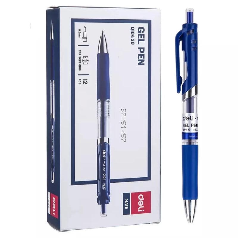 Deli Retractable Gel Pen 0.5mm Blue DL-WQ10430