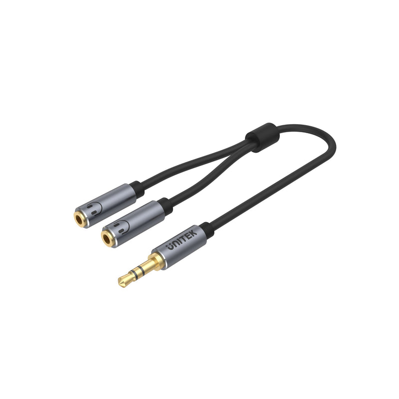 Unitek 0.2M, 3.5MM AUX Audio Cable - Male to 2*Female Y-C956ABK