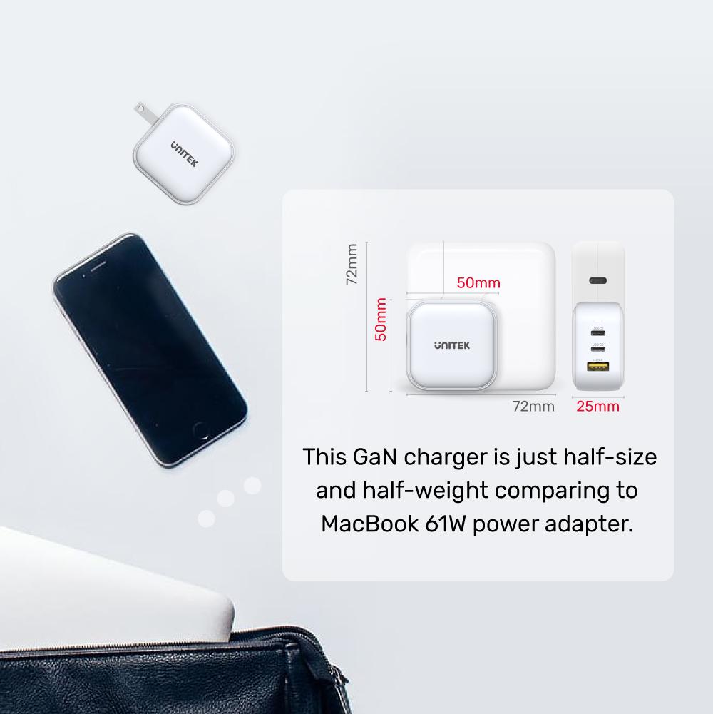 Unitek 66W 3in1 GaN Travel Charger White P1108AWH | Computer Accessories Unitek 66W 3in1 GaN Travel Charger White P1108AWH | Computer Accessories