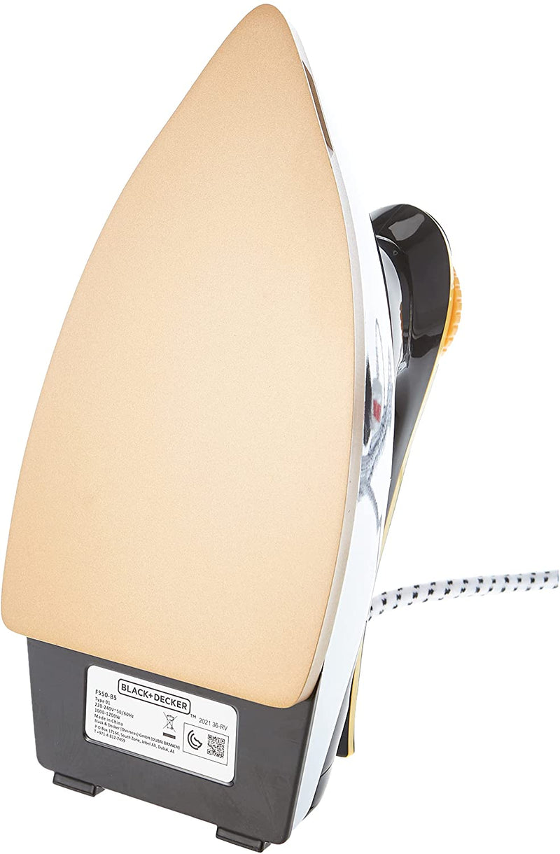 Black & Decker Heavy Weight Dry Iron 1200W Black and Gold F550-B5