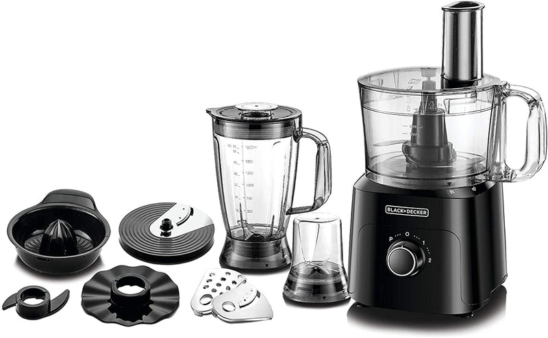 Black & Decker 34 Functions 5 In 1 Food Processor With Chopper, Blender, Grinder, Citrus Juicer & Dough Maker Black FX775-B5