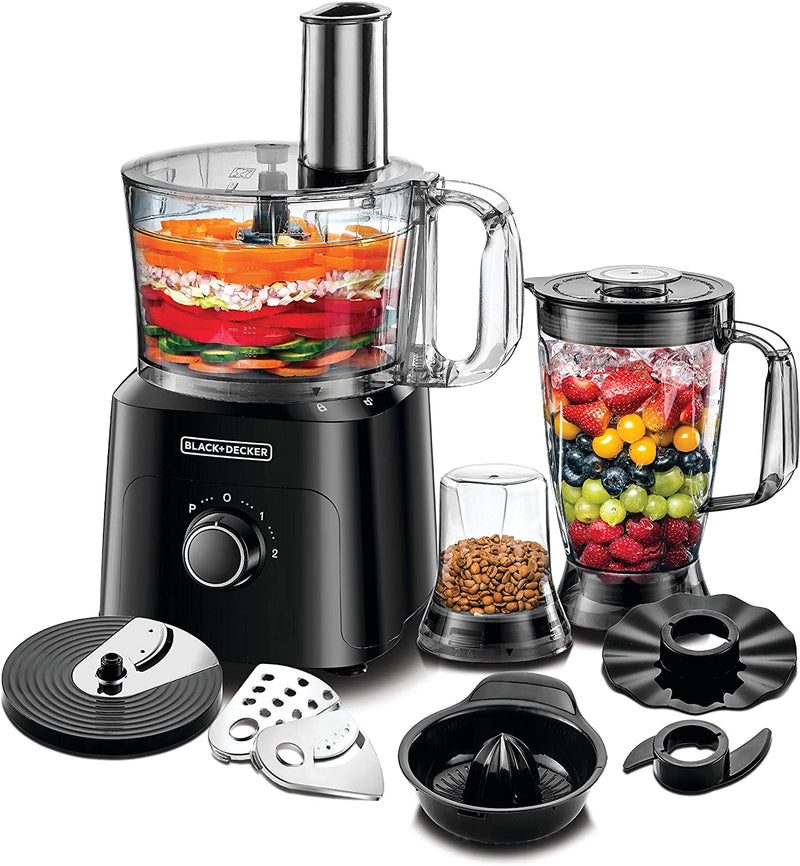 Black & Decker 34 Functions 5 In 1 Food Processor With Chopper, Blender, Grinder, Citrus Juicer & Dough Maker Black FX775-B5