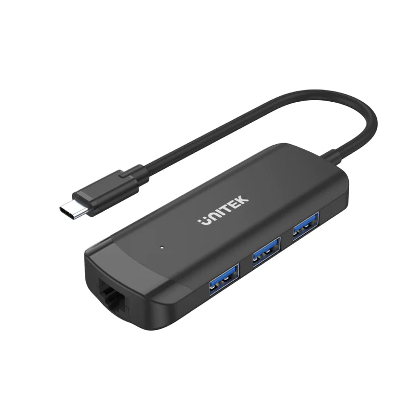 Unitek 4-in-1 USB3.1 Type-C Hub (3-Port USB3.0 + Gigabit Ethernet), Black Color with PowerPort H1110A | Computer Accessories