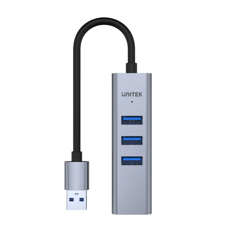Unitek USB3.0  to 3 Port USB HUB+RJ45 Space Grey Color H1906A