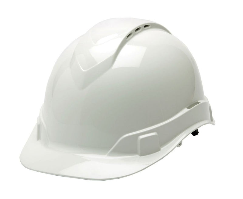 Pyramex Safety Helmet Ridgeline Cap Style Hard Hat With 4 Point Vented Ratchet White HP44110V