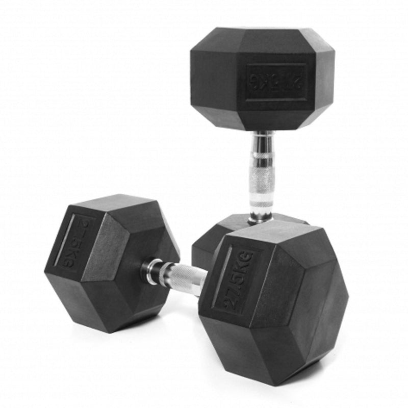 Hex Dumbbells Rubber Coated With Chrome Handle HXD2705 (Pair)