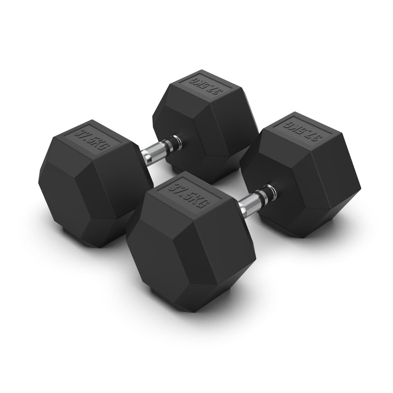 Hex Dumbbells Rubber Coated With Chrome Handle HXD3705 (Pair)