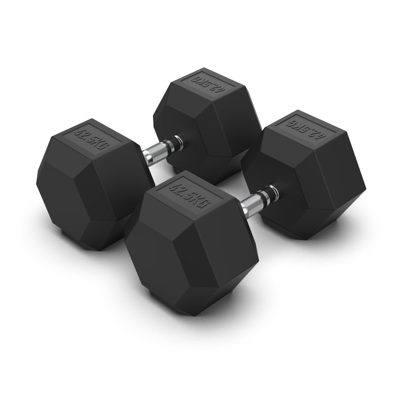 Hex Dumbbells Rubber Coated With Chrome Handle HXD4205 (Pair)