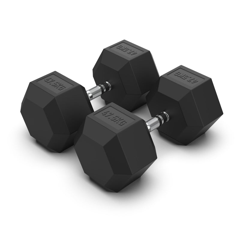 Hex Dumbbells Rubber Coated With Chrome Handle HXD4705 (Pair)