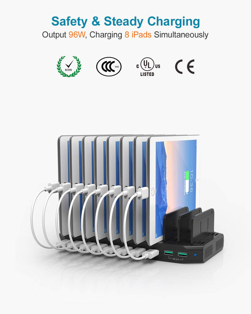 Unitek USB 10-Port Smart Charging Station White, 12V8A Power Adapter
