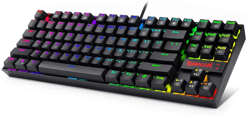Redragon K552 Mechanical Gaming Keyboard 60% Compact 87 Key Kumara Wired Cherry MX Blue Switches Equivalent for Windows PC Gamers RGB Backlit Black K552-RGB