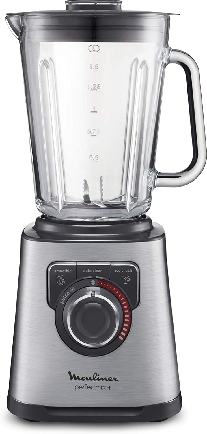 Moulinex Perfect Mix 2 Litre Blender with Grinder and Grater Accessories 1200 Watts Black/Silver Plastic/Glass LM815D27