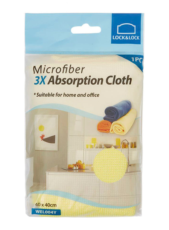 Lock N Lock  3 x Microfiber Absorption Cloth 40 x 40cm Yellow