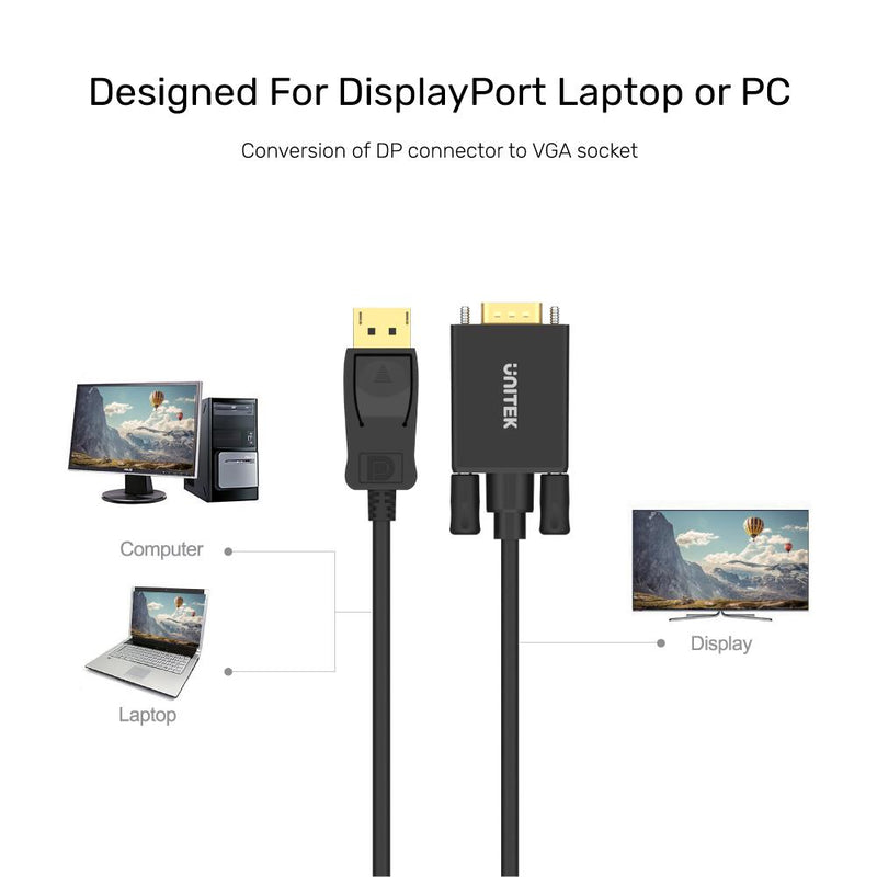 Unitek 1.8M DisplayPort to VGA Male Cable Y-5118F