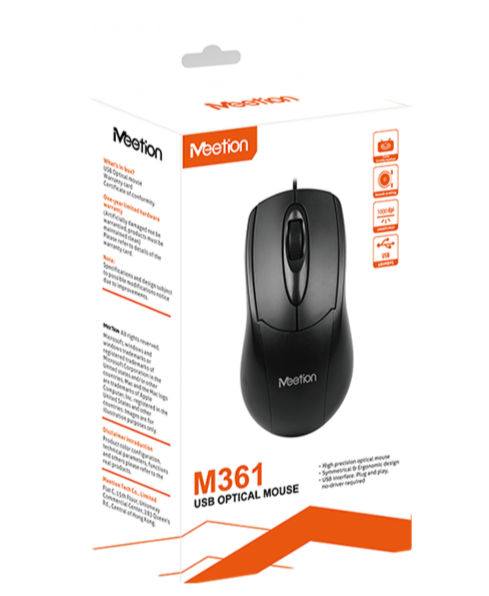 Meetion USB Wired Optical Mouse 3 Buttons MT-M361