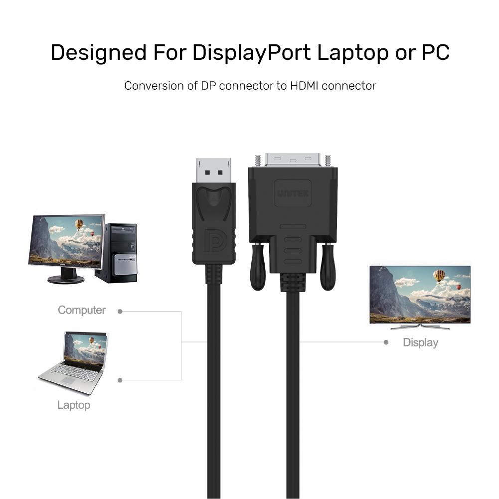 Unitek 1.8M Display Port to DVI Male Cable Y-5118BA | Computer Accessories Unitek 1.8M Display Port to DVI Male Cable Y-5118BA | Computer Accessories