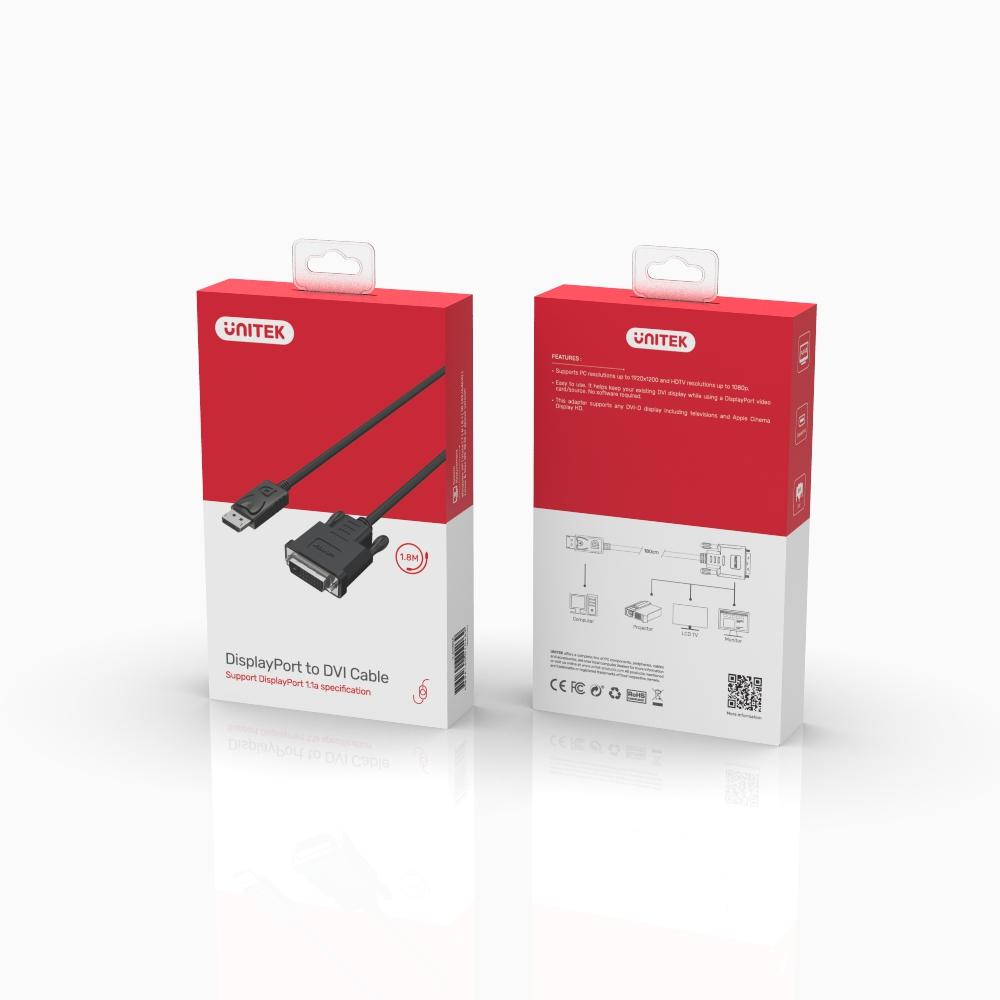 Unitek 1.8M Display Port to DVI Male Cable Y-5118BA | Computer Accessories Unitek 1.8M Display Port to DVI Male Cable Y-5118BA | Computer Accessories