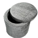 Ottoman Round Grey with Storage Leatherette