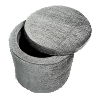Ottoman Round Grey with Storage Leatherette | Furnitures