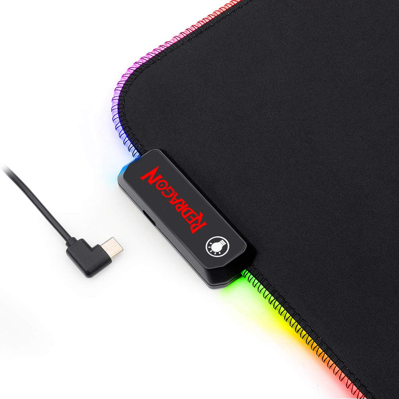 Redragon P026-RGB Pluto LED Large Gaming Mouse Pad Soft Matt with Nonslip Base Stitched Edges 330 x 260 x 3mm