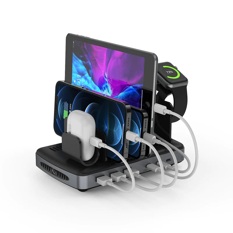 Unitek 120W USB 6-Port Charging Station (3*USB-A 2.4A + 2*USB-C PD 20W + USB-C PD 60W), 20V6A Power Adapterm Extra stand for Watch, Black P1207A | Computer Accessories Unitek 120W USB 6-Port Charging Station (3*USB-A 2.4A + 2*USB-C PD 20W + USB-C PD 60W), 20V6A Power Adapterm Extra stand for Watch, Black P1207A | Computer Accessories