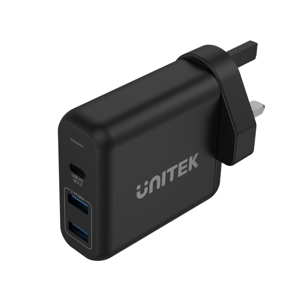 Unitek 60W USB-C PD QC3 3-Port Wall Charger UK Type P1103A | Computer Accessories Unitek 60W USB-C PD QC3 3-Port Wall Charger UK Type P1103A | Computer Accessories