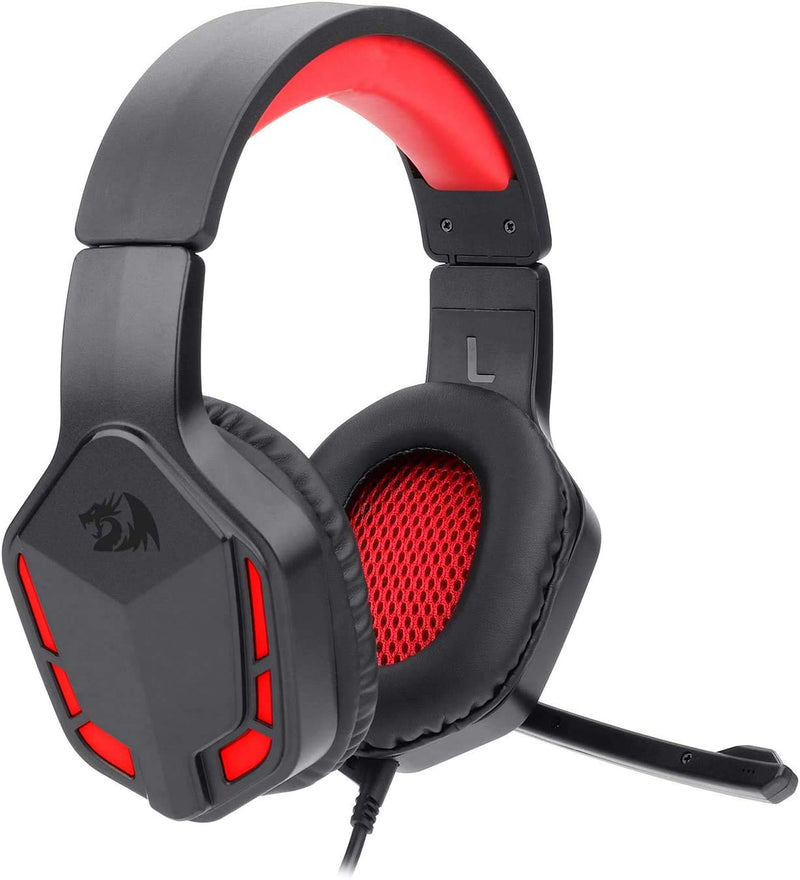 Redragon THEMIS Wired Gaming Headset Stereo Surround-Sound Noise Cancelling Over-Ear Headphones with Mic Volume Control Red LED Light H220
