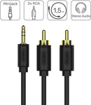 Unitek 1.5M, 3.5MM AUX to 2 RCA Cable Y-C938BK