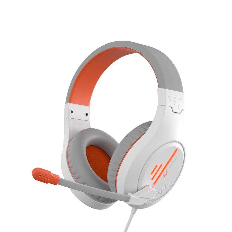 Meetion Gaming Headset Backlit3.5mm Audio Pin *1 with Audio and USB Black/White/Orange MT-HP021