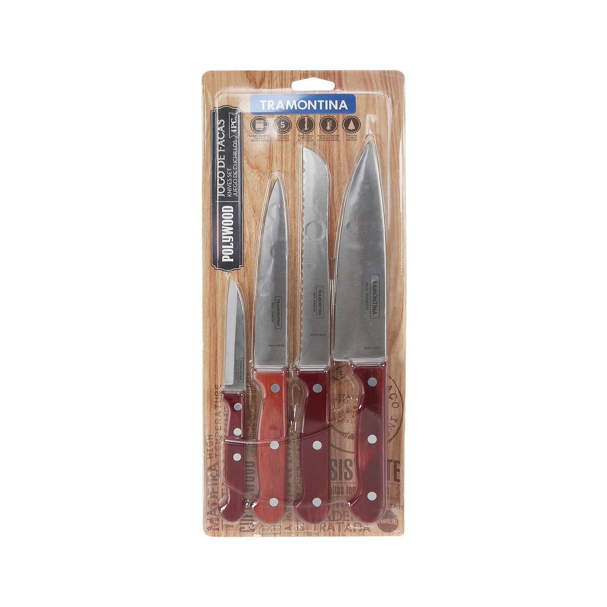 Tramontina Polywood Knife Set 4pcs | Tableware Tramontina Polywood Knife Set 4pcs | Tableware