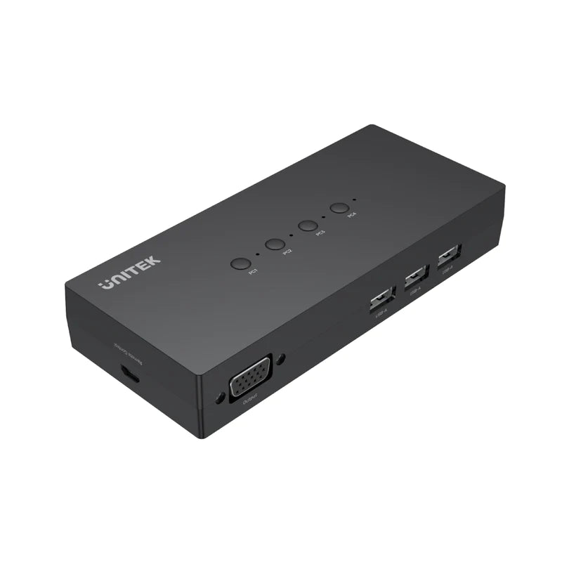 Unitek VGA KVM Switch 4 In 1 Out with 3-Port USB2.0 Hub U-8710ABK