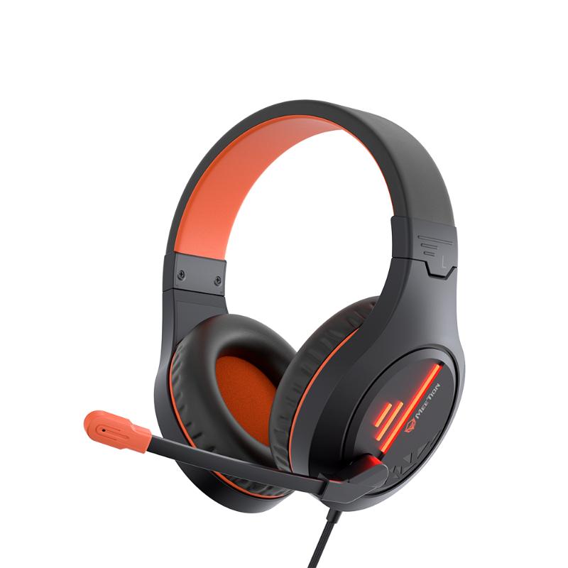 Meetion Gaming Headset Backlit3.5mm Audio Pin *1 with Audio and USB Black/White/Orange MT-HP021