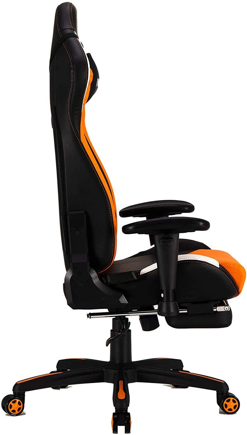 Meetion Fully Featured Reclining Gaming Chair with Footrest Black+Orange MT-CHR22