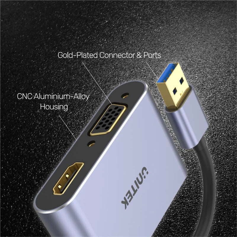 Unitek 2-in-1 USB 3.0 to HDMI and VGA 1080P Adapter V1304A