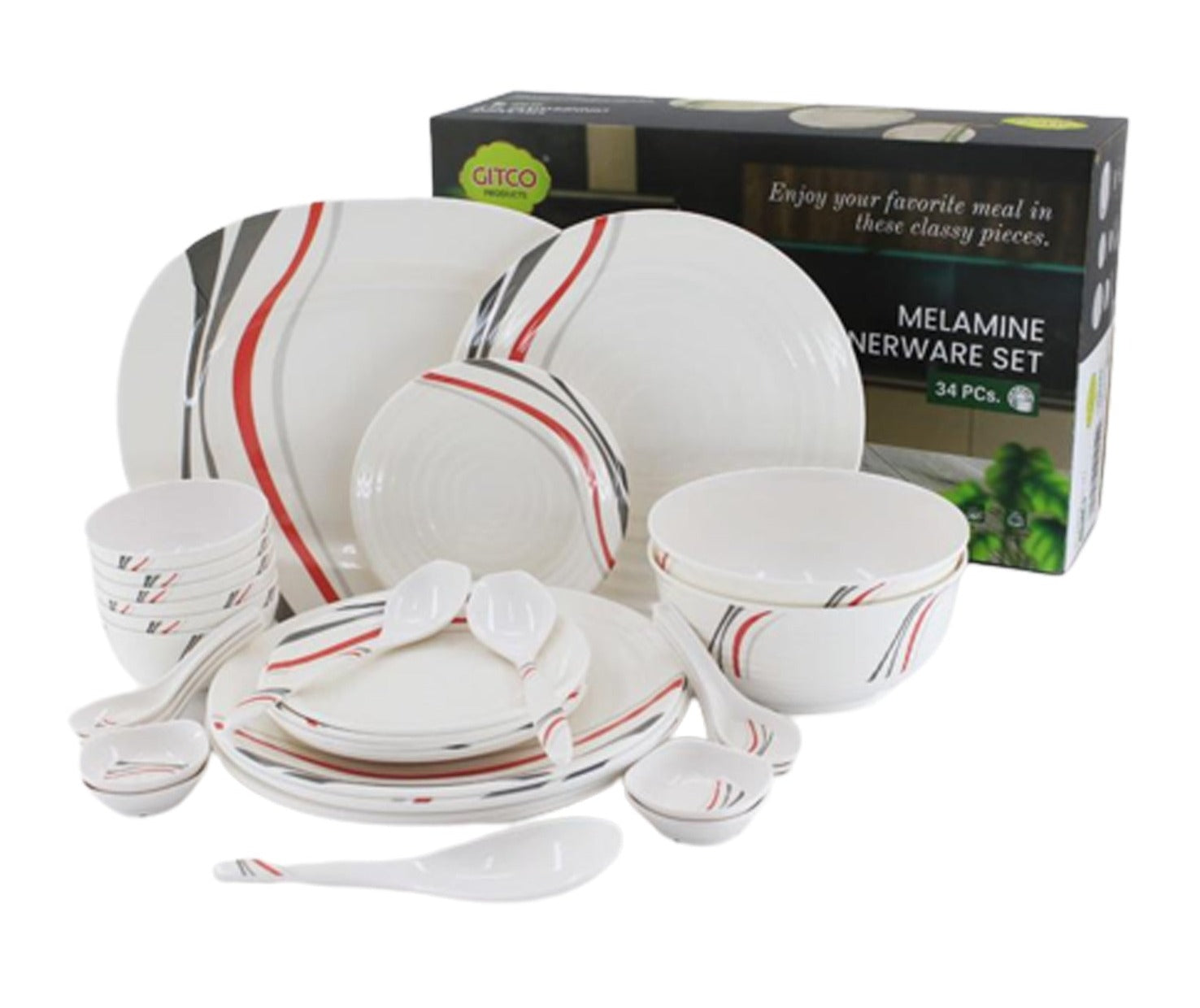 Gitco Melamine Dinnerware 34 Pcs Set | Tableware