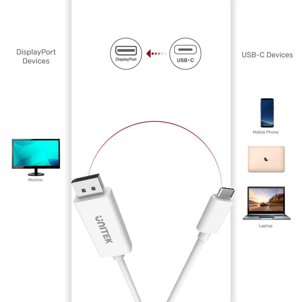 Unitek USB3.1 Type-C to DisplayPort (4K) Cable 1.8m White V400AWH | Computer Accessories Unitek USB3.1 Type-C to DisplayPort (4K) Cable 1.8m White V400AWH | Computer Accessories