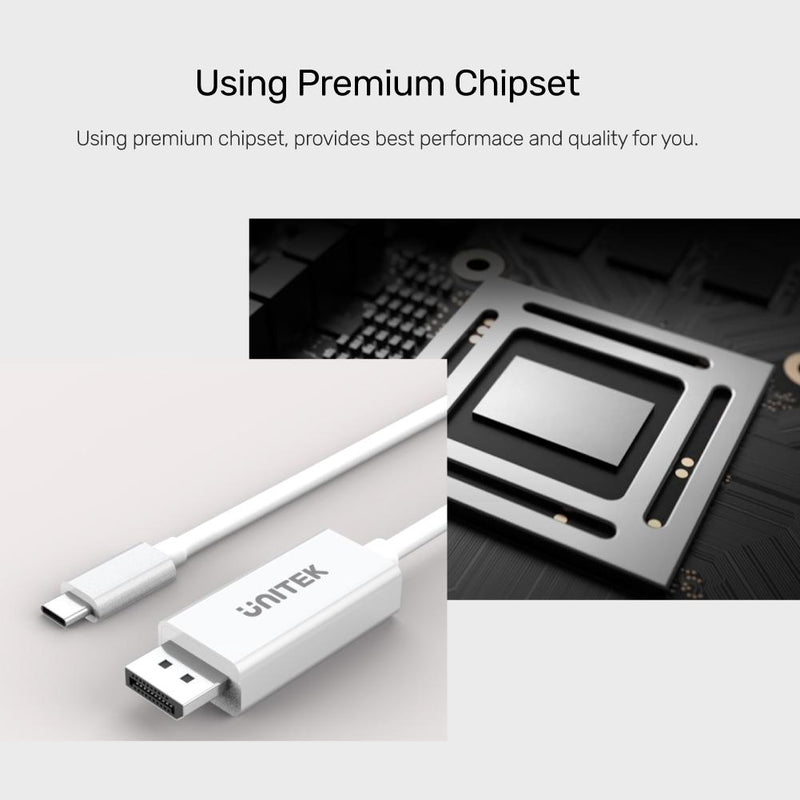 Unitek USB3.1 Type-C to DisplayPort (4K) Cable 1.8m White V400AWH