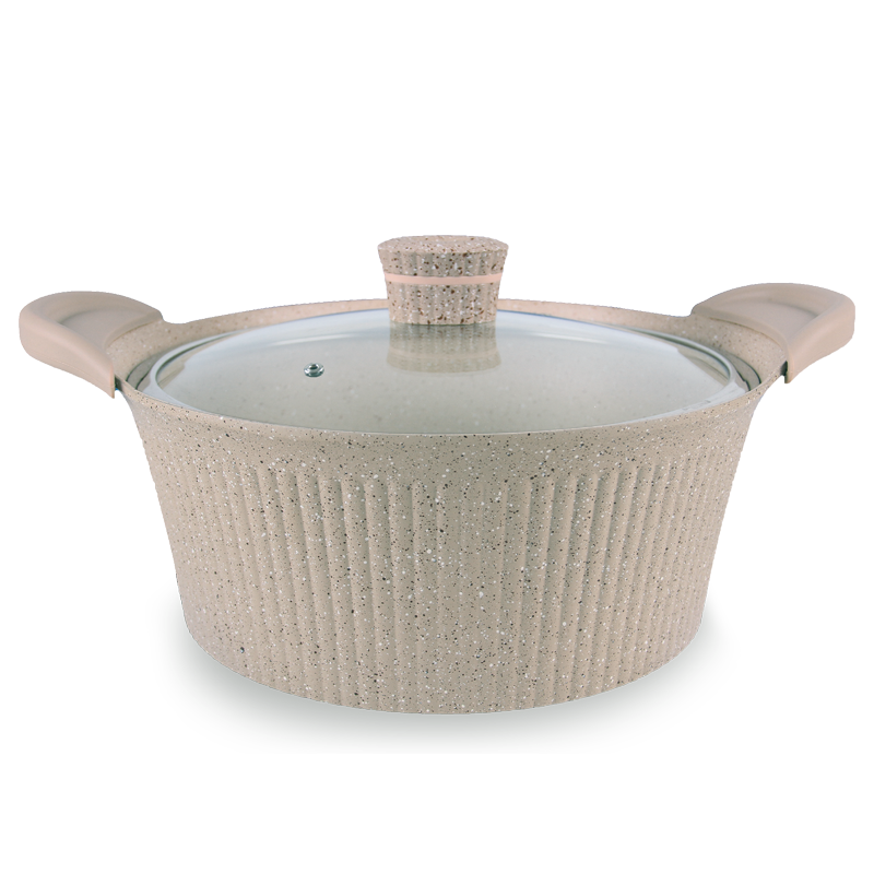 Vague Beige Cooking Pot 20 cm with 2 Silicone Handle Covers